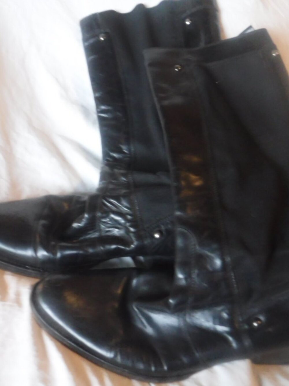 Kenneth Cole New York Womens Black Leather Round To Calf Boots Women Size 8